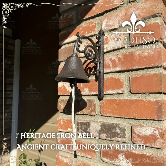 1 Piece Heavy Cast Iron Wall Bell, Decorative Style Flower and Leaf Hand Bell-Manual Shaking Wall Hanging Doorbell, Indoor and Outdoor Wall Mounted Dining Bell-Garden Home Wall Decoration, Dining Room Doorbell (Size: 10 Inch * 8 Inch * 0.8 Inch)